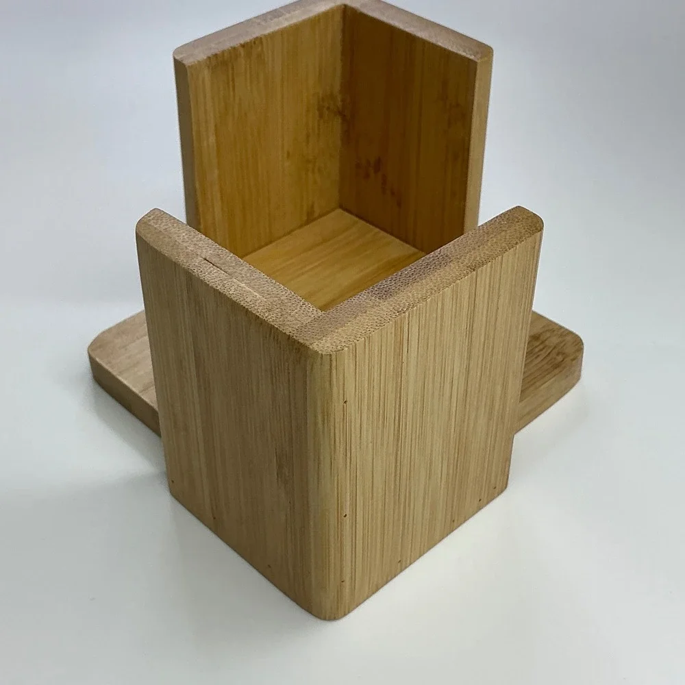 Natural Bamboo Round Coaster Set Unisex OS 6-Piece with Holder